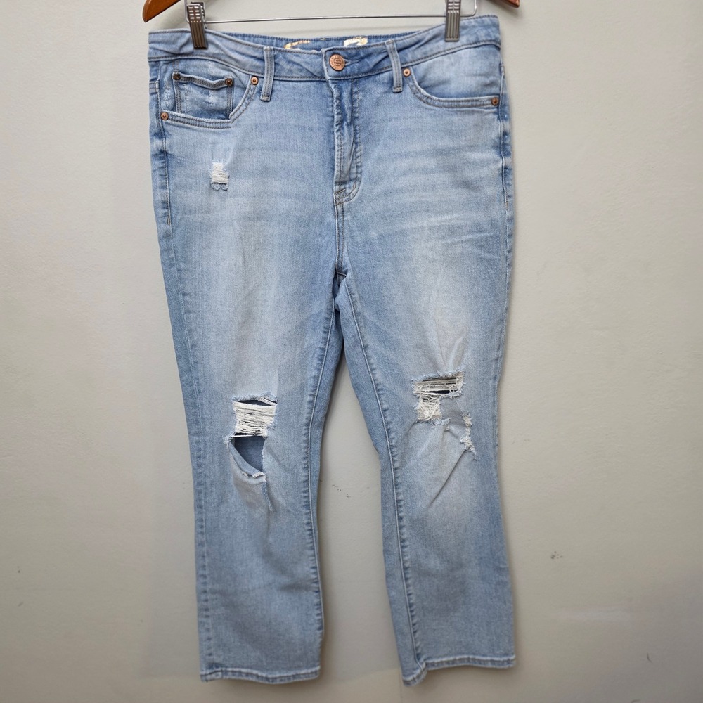 Seven7 Fashion Jean Womens 8 Light Wash Distressed High Rise Straight Leg Denim